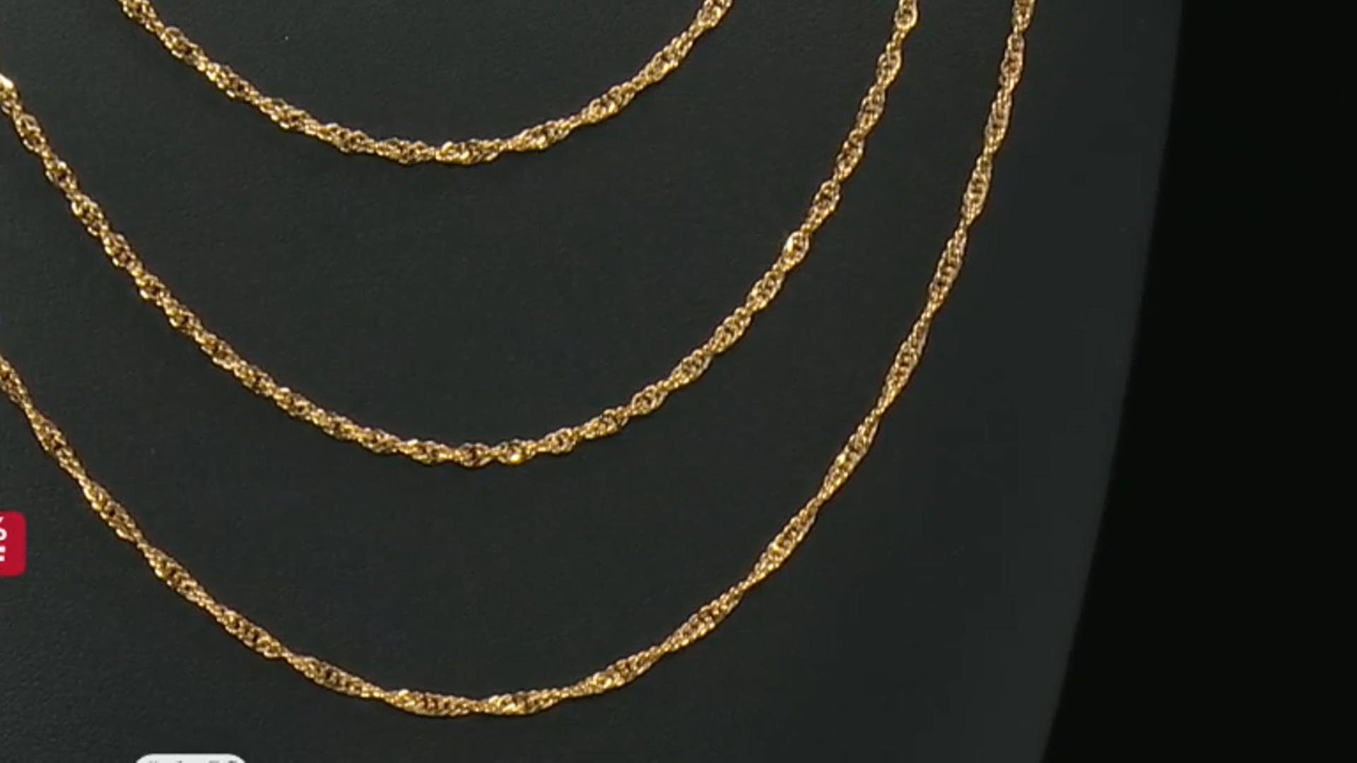 18k Yellow Gold Over Sterling Silver Singapore Link Chain Necklace Set Of 3 Video Thumbnail