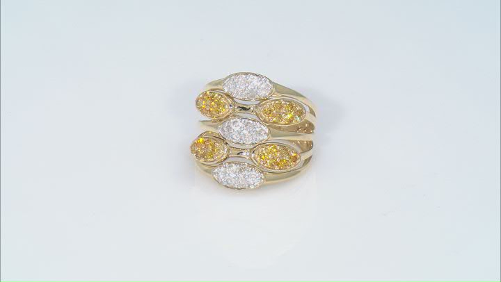 Natural Butterscotch And White Diamond 10k Yellow Gold Wide Band Ring 1.25ctw Video Thumbnail