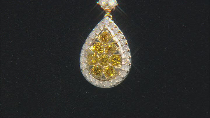 Natural Butterscotch And White Diamond 10k Yellow Gold Teardrop Pendant With 18" Chain 0.75ctw Video Thumbnail