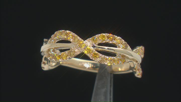Natural Butterscotch Diamond 10k Yellow Gold Band Ring 0.65ctw Video Thumbnail