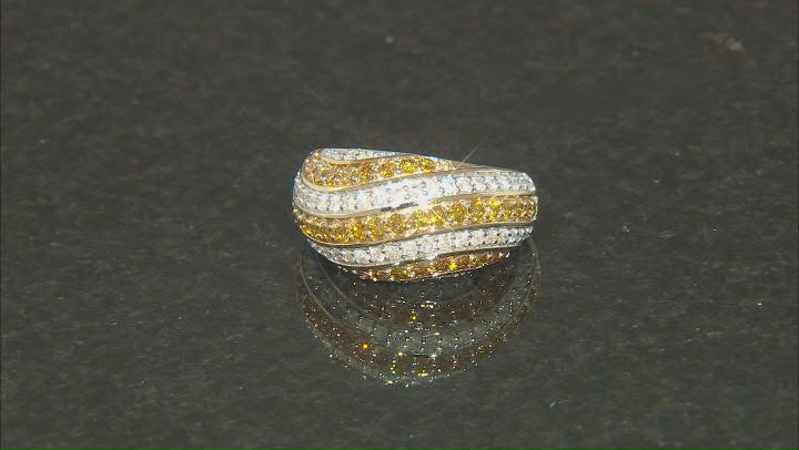 Natural Butterscotch And White Diamond 10k Yellow Gold Dome Ring 2.00ctw Video Thumbnail