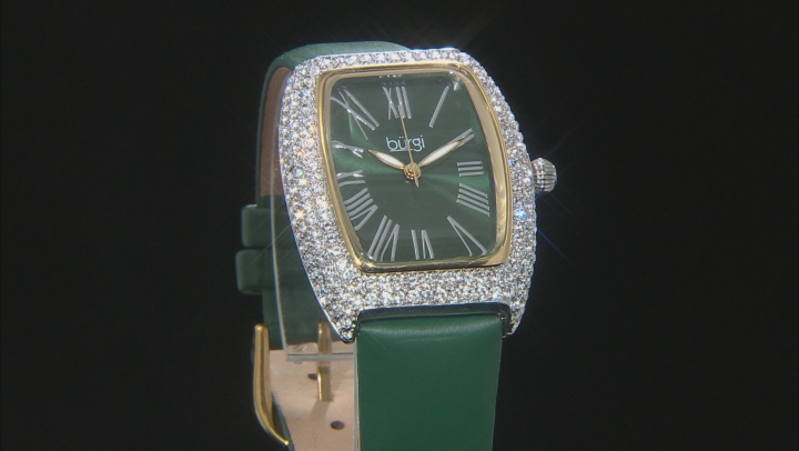 Burgi™ Crystals and Leather Band Watch