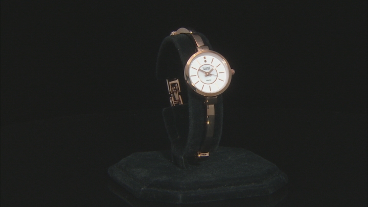 Burgi™ Crystals Rose Tone Base Metal Bangle Watch, Pendant, And Earrings Gift Set