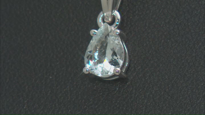 Blue Aquamarine Rhodium Over Sterling Silver Pendant With Chain 0.74ct Video Thumbnail