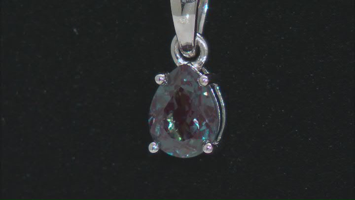 Pear Lab Created Alexandrite Rhodium Over Sterling Silver June Birthstone Pendant With Chain 1.19ct Video Thumbnail