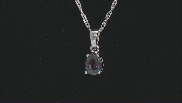 Pear Lab Created Alexandrite Rhodium Over Sterling Silver June Birthstone Pendant With Chain 1.19ct Video Thumbnail