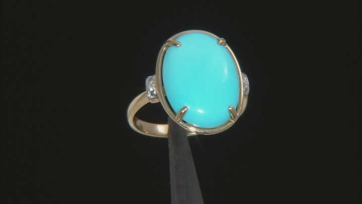 Blue Sleeping Beauty Turquoise 14k Yellow Gold Ring .01ctw Video Thumbnail