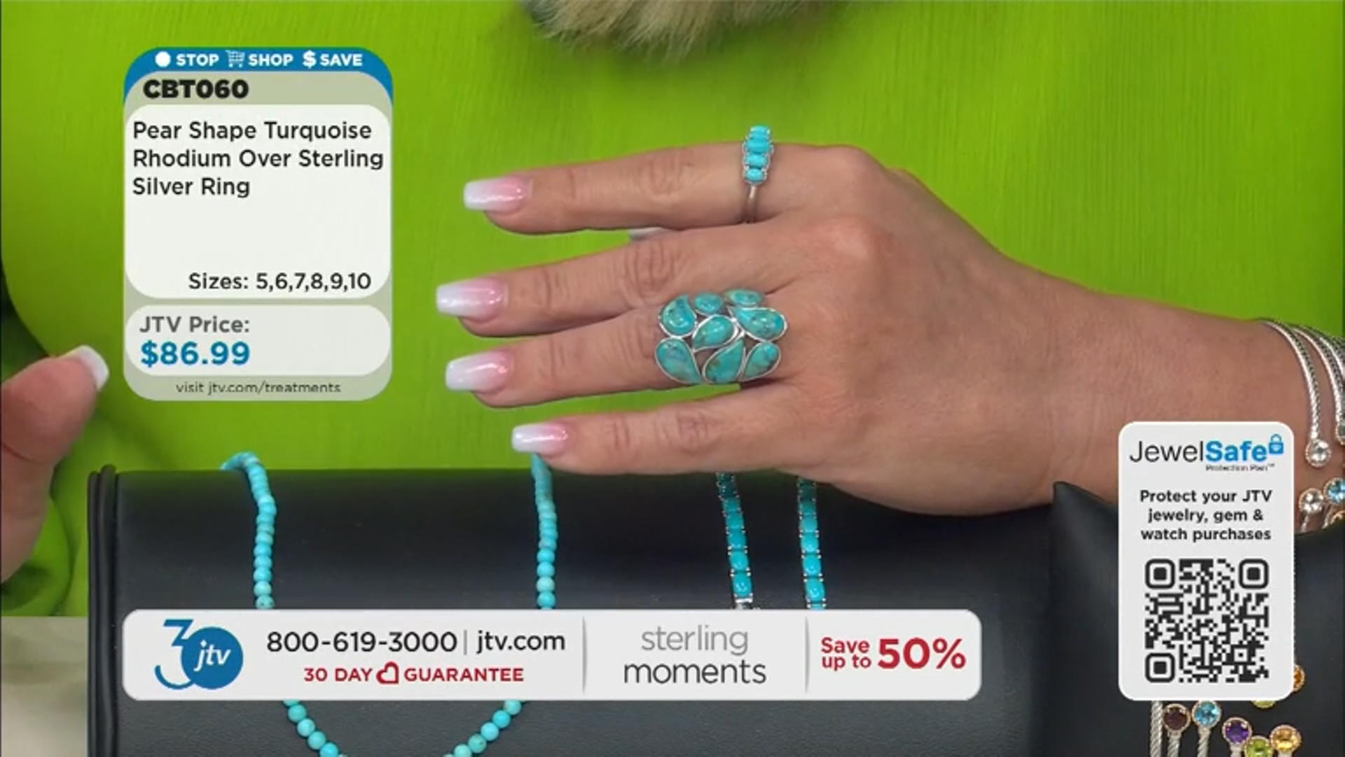 Blue Turquoise Rhodium Over Sterling Silver Ring Video Thumbnail