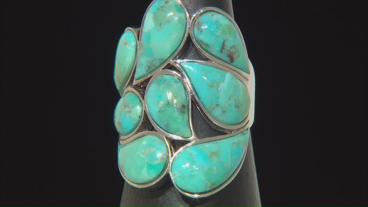 Blue Turquoise Rhodium Over Sterling Silver Ring Video Thumbnail