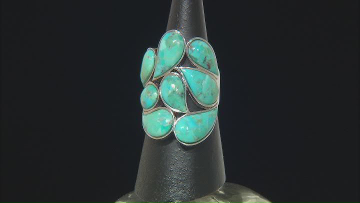 Blue Turquoise Rhodium Over Sterling Silver Ring Video Thumbnail