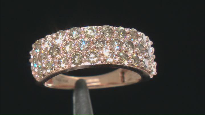 Champagne Diamond 10k Rose Gold Wide Band Ring 2.00ctw Video Thumbnail