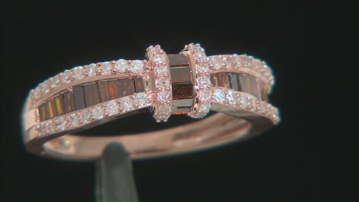 Red And White Diamond 10k Rose Gold Band Ring 0.75ctw Video Thumbnail