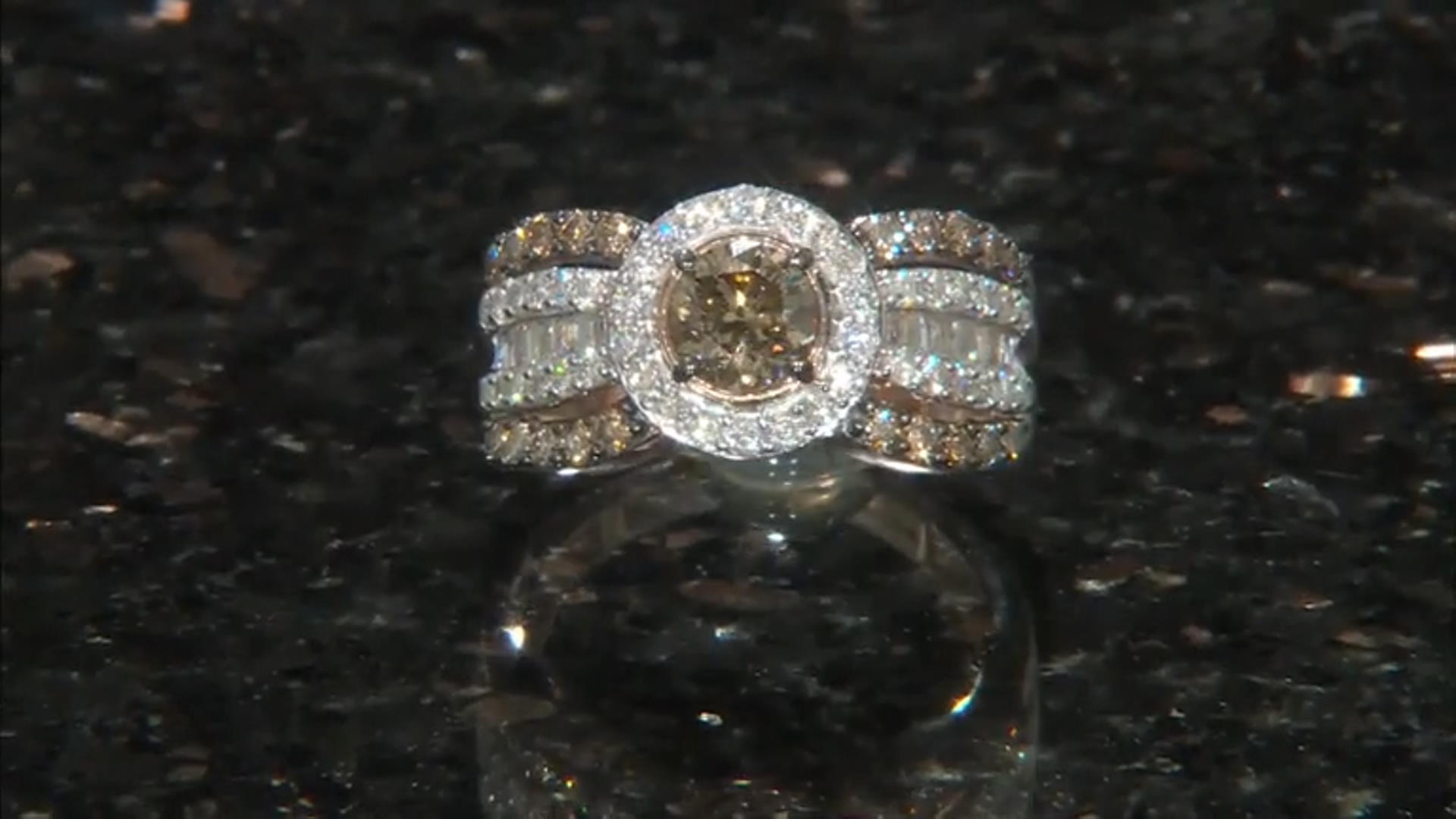 Champagne And White Diamond 10k Rose Gold Ring 1.95ctw Video Thumbnail