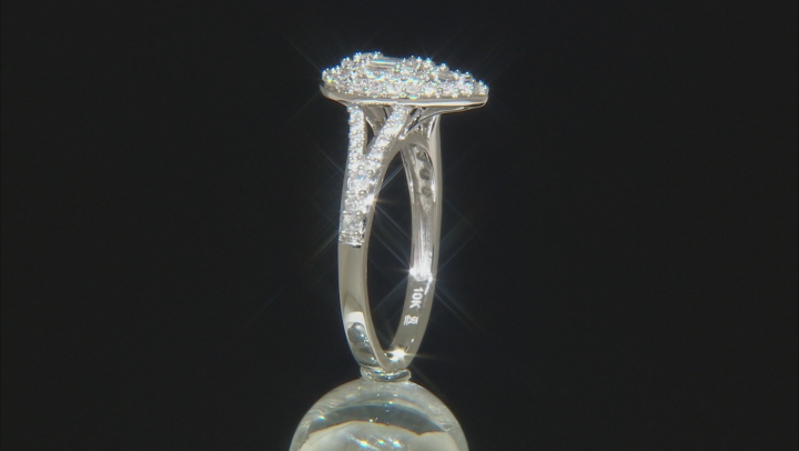 White Diamond 10k White Gold Cluster Ring 0.75ctw Video Thumbnail
