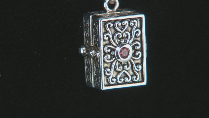 Red Garnet Sterling Silver Prayer Box Pendant With Chain 2.43ctw. Video Thumbnail