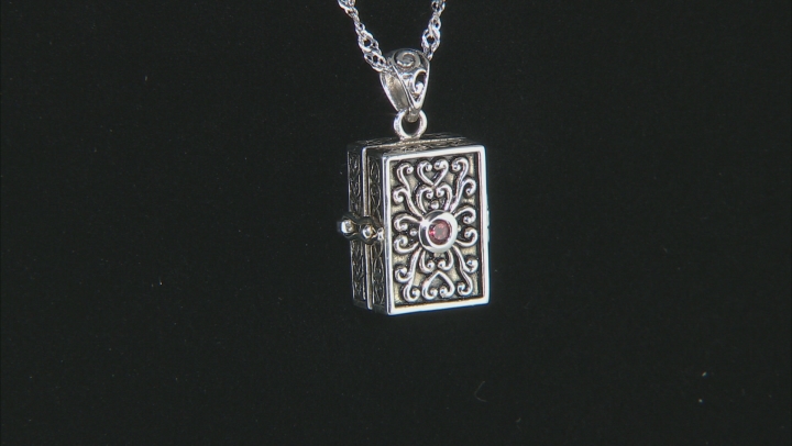 Red Garnet Sterling Silver Prayer Box Pendant With Chain 2.43ctw. Video Thumbnail