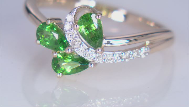Tsavorite With White Diamond 10k Yellow Gold Ring 0.62ctw Video Thumbnail