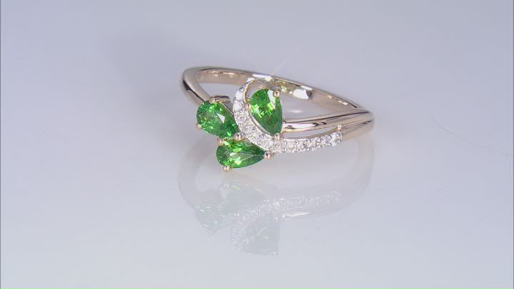 Tsavorite With White Diamond 10k Yellow Gold Ring 0.62ctw Video Thumbnail