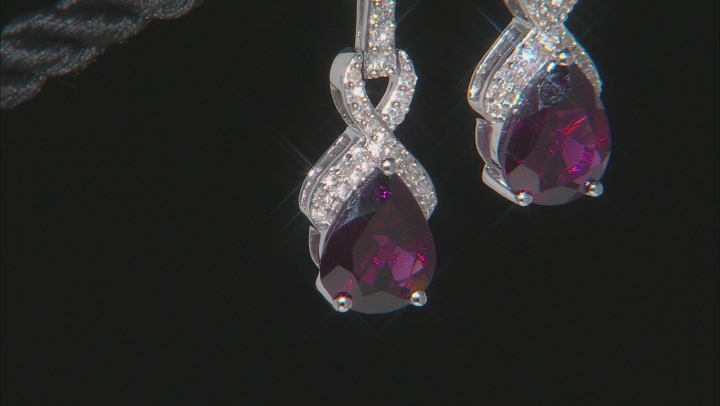 Grape Color Garnet Rhodium Over 14k White Gold Earrings 4.47ctw Video Thumbnail