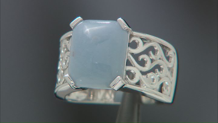 Blue Angelite Rhodium Over Sterling Silver Ring Video Thumbnail