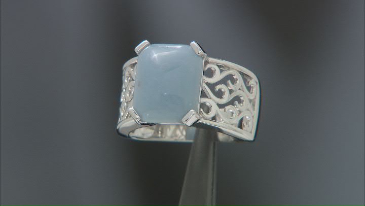Blue Angelite Rhodium Over Sterling Silver Ring Video Thumbnail