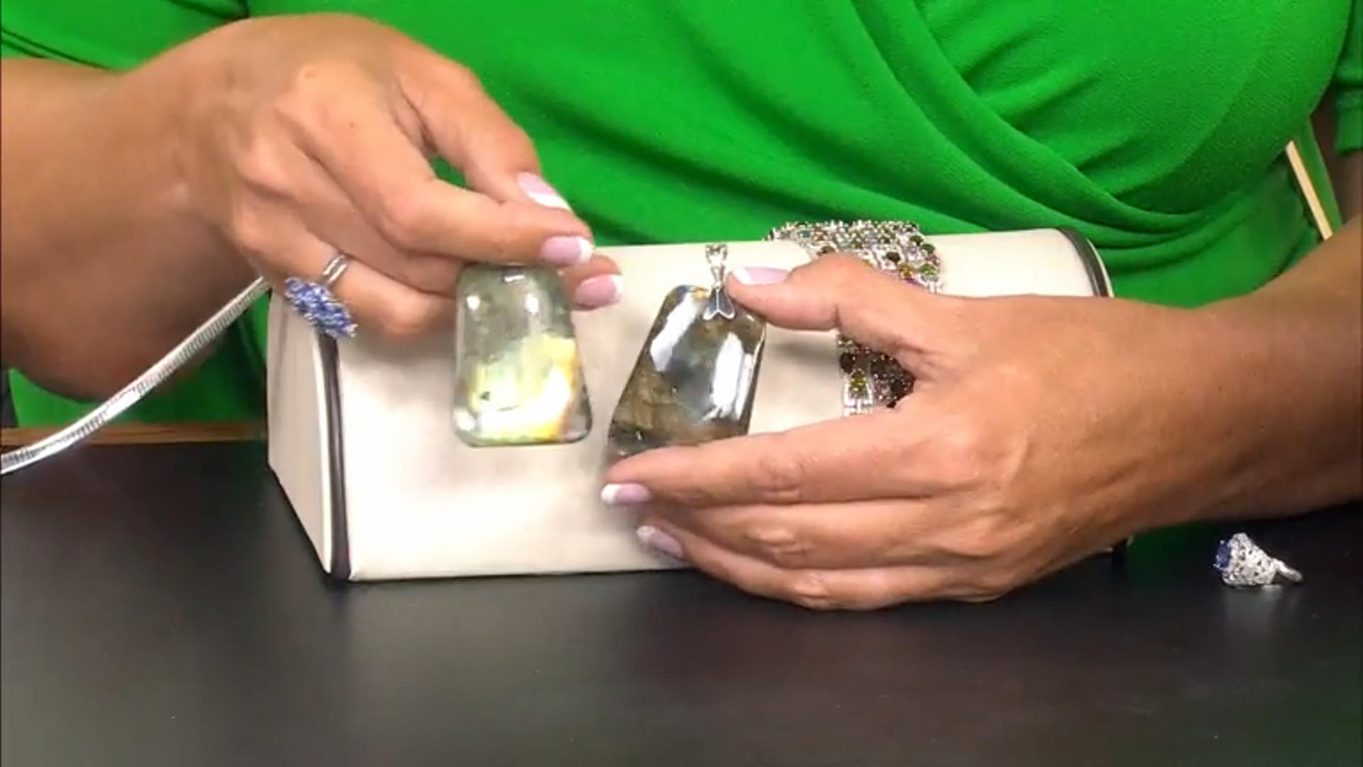 Gray Labradorite Rhodium Over Sterling Silver Enhancer Pendant Video Thumbnail