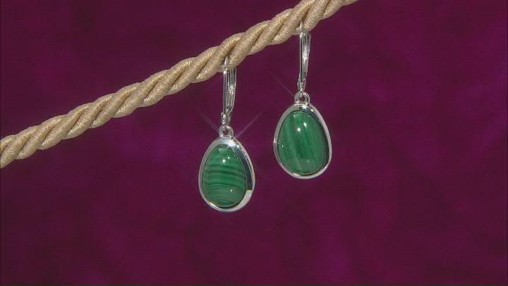 Malachite Rhodium Over Sterling Silver Dangle Earrings Video Thumbnail