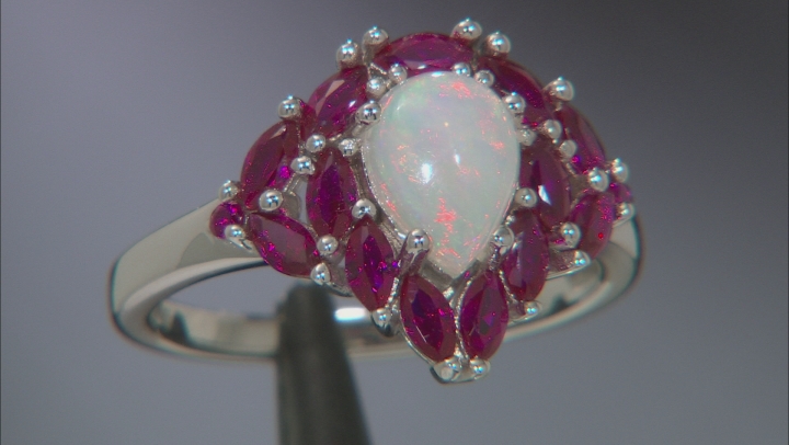 Multicolor Ethiopian Opal Rhodium Over Sterling Silver Ring 1.63ctw Video Thumbnail