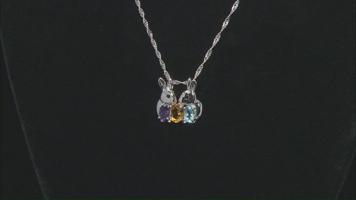 Sky Blue Topaz Rhodium Over Sterling Silver Bunny Pendant With Chain 1.49ctw Video Thumbnail