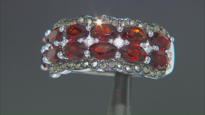 Red Garnet Rhodium Over Sterling Silver Band Ring 3.49ctw Video Thumbnail