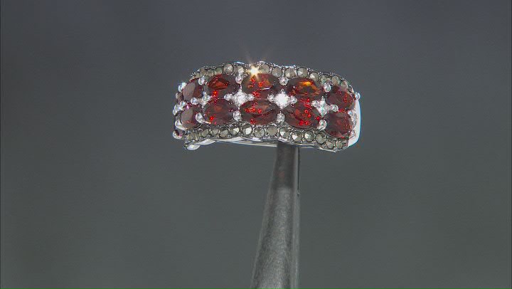 Red Garnet Rhodium Over Sterling Silver Band Ring 3.49ctw Video Thumbnail