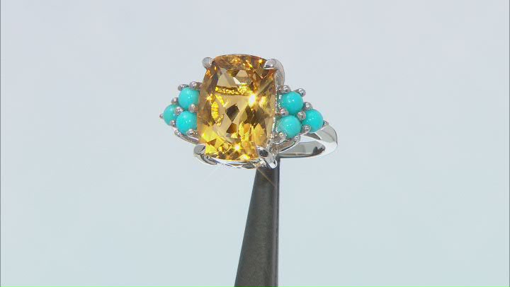 Yellow Citrine Rhodium Over Sterling Silver Ring 5.00ct Video Thumbnail