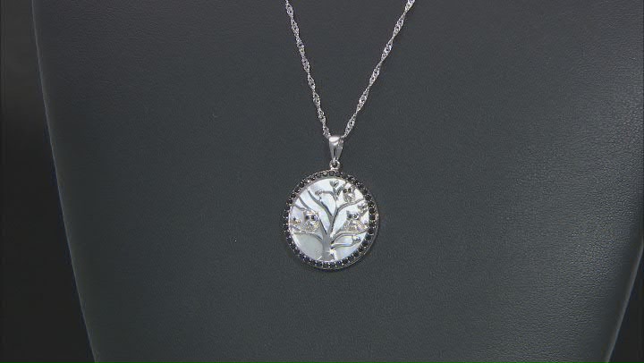 White Mother-Of-Pearl Rhodium Over Silver Tree Of Life Pendant Chain 0.75ctw Video Thumbnail