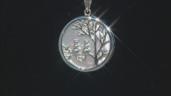 White Mother-Of-Pearl Rhodium Over Sterling Silver Tree Of Life Pendant With Chain Video Thumbnail