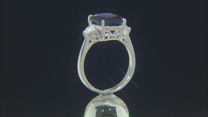 Blue Lab Created Spinel Rhodium Over Silver Ring 5.25ctw Video Thumbnail