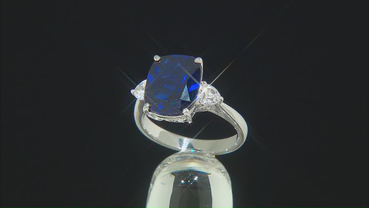 Blue Lab Created Spinel Rhodium Over Silver Ring 5.25ctw Video Thumbnail