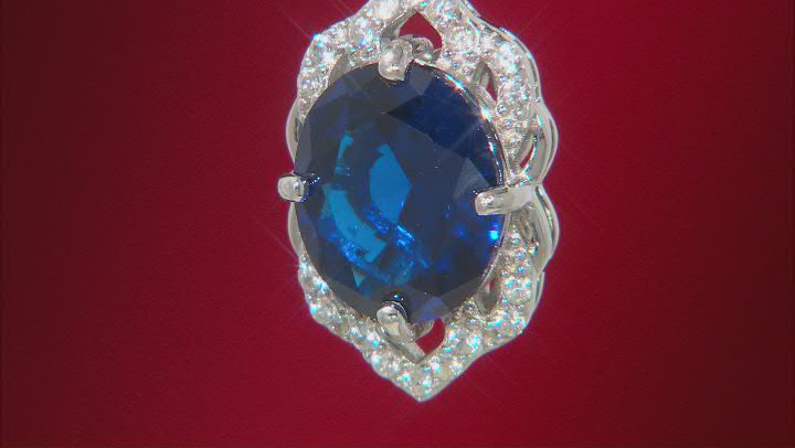 Blue Lab Created Spinel Rhodium Over Silver Pendant Chain 4.33ctw Video Thumbnail