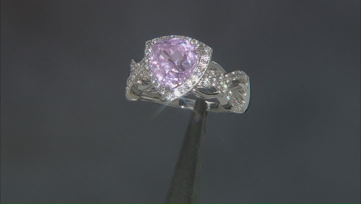 Pink Kunzite Rhodium Over Sterling Silver Ring 3.52ctw Video Thumbnail