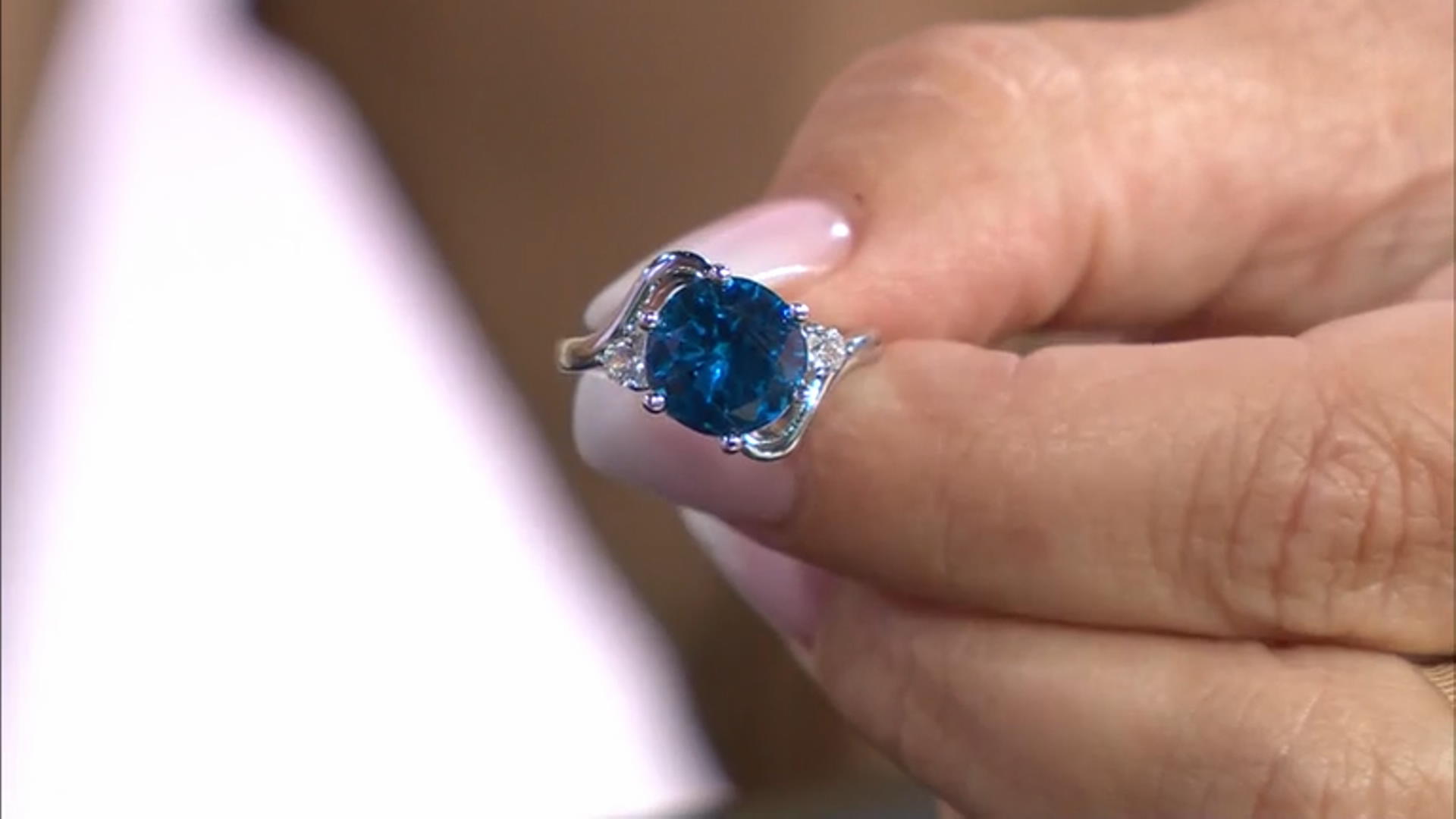 Blue Lab Created Spinel Rhodium Over Sterling Silver Ring 3.69ctw Video Thumbnail