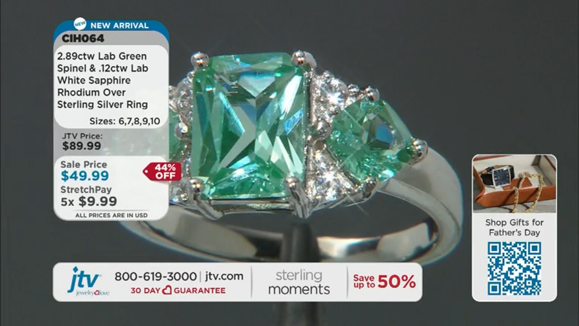 Green Lab Created Spinel Rhodium Over Sterling Silver Ring 3.01ctw Video Thumbnail