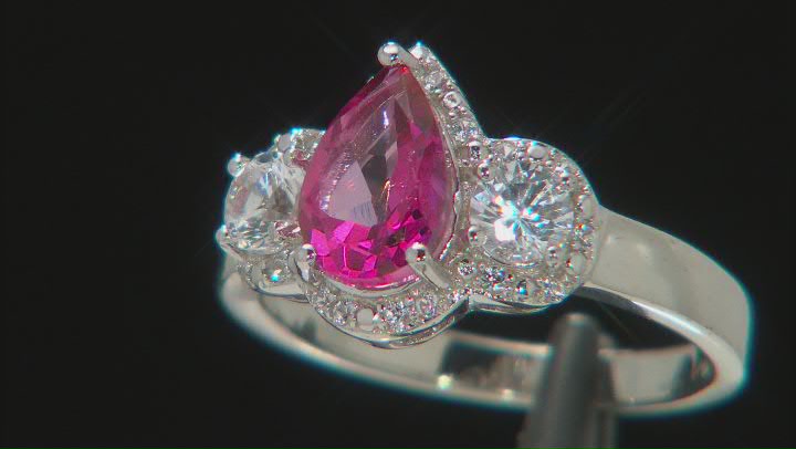 Pink Danburite Rhodium Over Sterling Silver Ring 1.67ctw Video Thumbnail