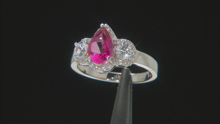 Pink Danburite Rhodium Over Sterling Silver Ring 1.67ctw Video Thumbnail