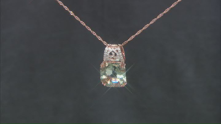 Green Prasiolite 18k Rose Gold Over Sterling Silver Pendant With Chain 12.29ctw Video Thumbnail