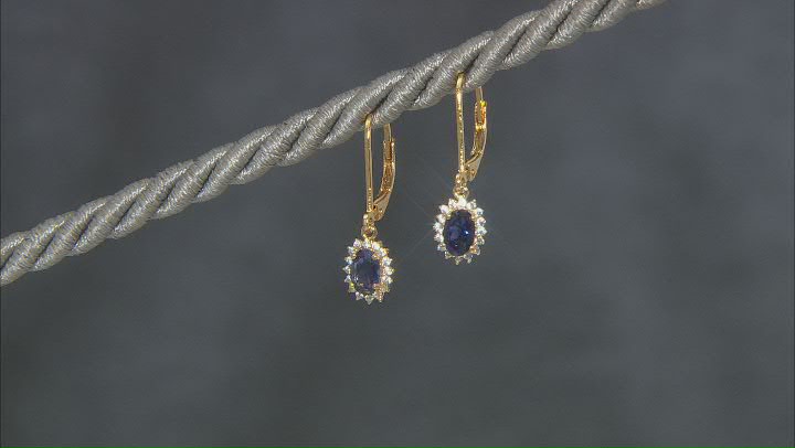 Iolite 18k Yellow Gold Over Sterling Silver Dangle Earrings 0.88ctw Video Thumbnail