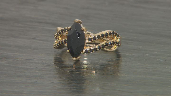 Black Spinel 18k Yellow Gold Over Sterling Silver Ring 2.02ctw Video Thumbnail