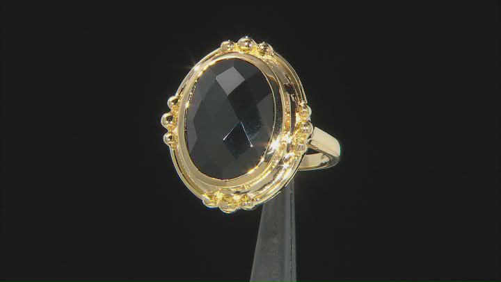 Black Spinel 18k Yellow Gold Over Sterling Silver Ring 9.05ct Video Thumbnail