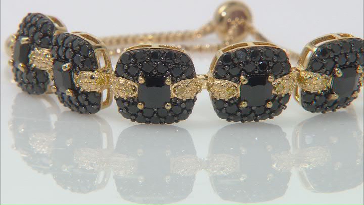 Black Spinel 18k Yellow Gold Over Sterling Silver Adjustable Bolo Bracelet 6.79ctw Video Thumbnail