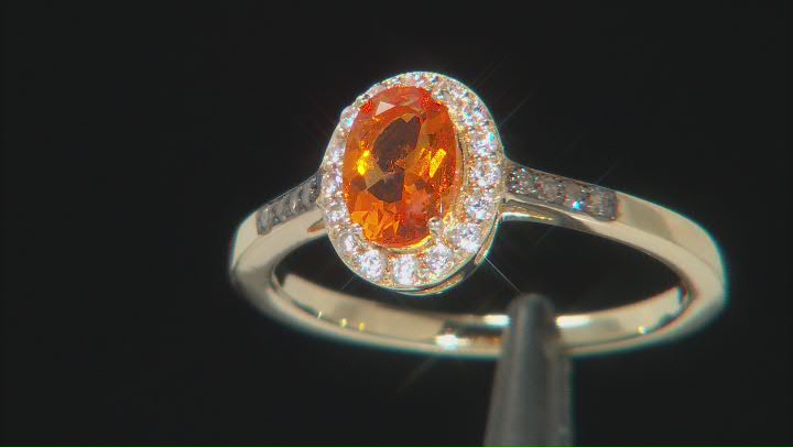 Orange Fire Opal 18k Yellow Gold Over Sterling Silver Ring 0.56ctw Video Thumbnail