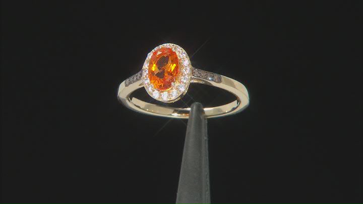 Orange Fire Opal 18k Yellow Gold Over Sterling Silver Ring 0.56ctw Video Thumbnail