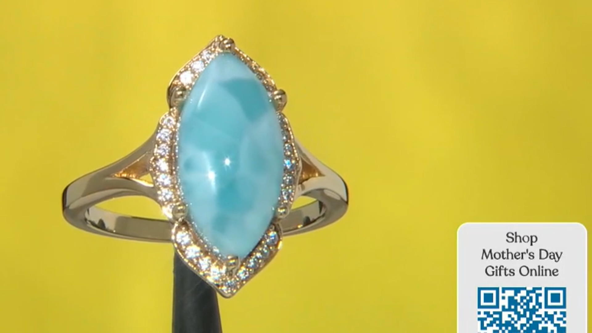 Blue Larimar 18k Yellow Gold Over Sterling Silver Ring 0.26ctw Video Thumbnail